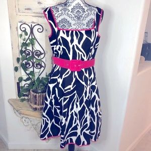 Muse Black and White Mini Dress with Pink Accents